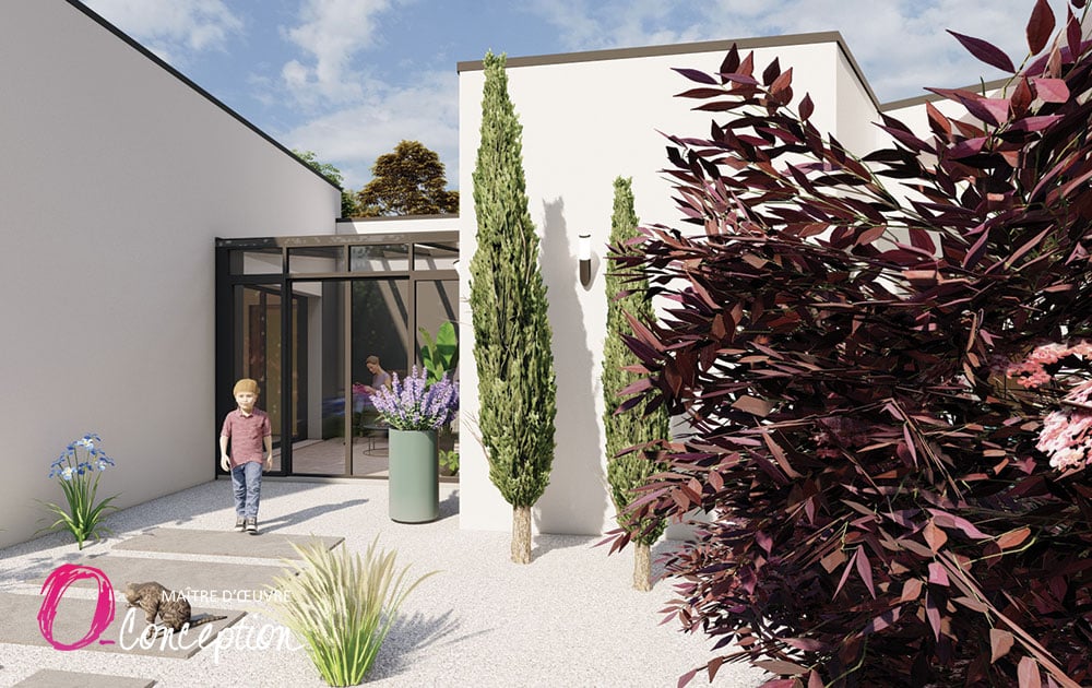 Extension d'une maison existante avec la création d'un jardin d'hiver et de 2 chambres supplémentaires.