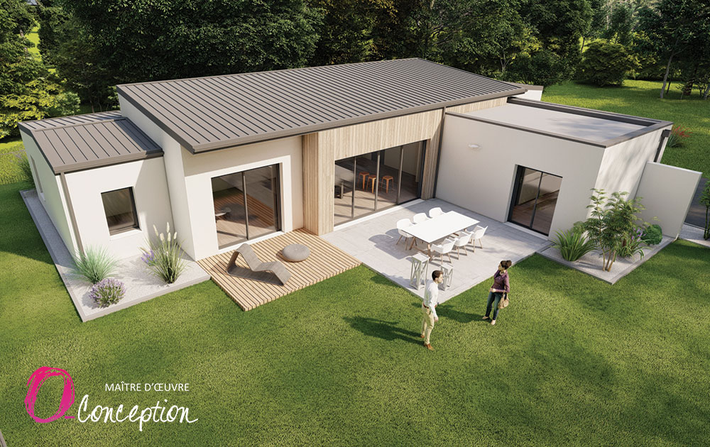 Construction de maison contemporaine avec toits terrasses en Vendée