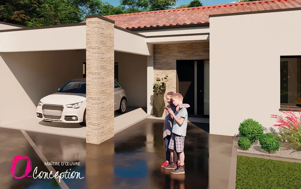 Maison moderne toit plat et toit traditionnelle par O'Conception maitre d'œuvre en Vendée