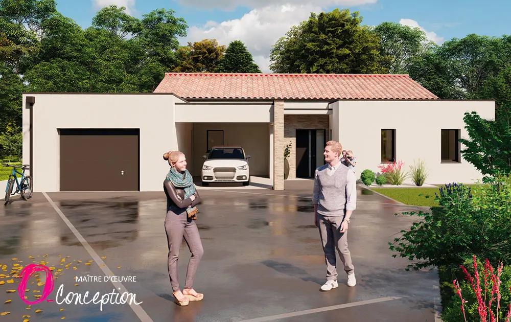 Maison moderne avec toit plat et traditionnel en Vendée par O'Conception