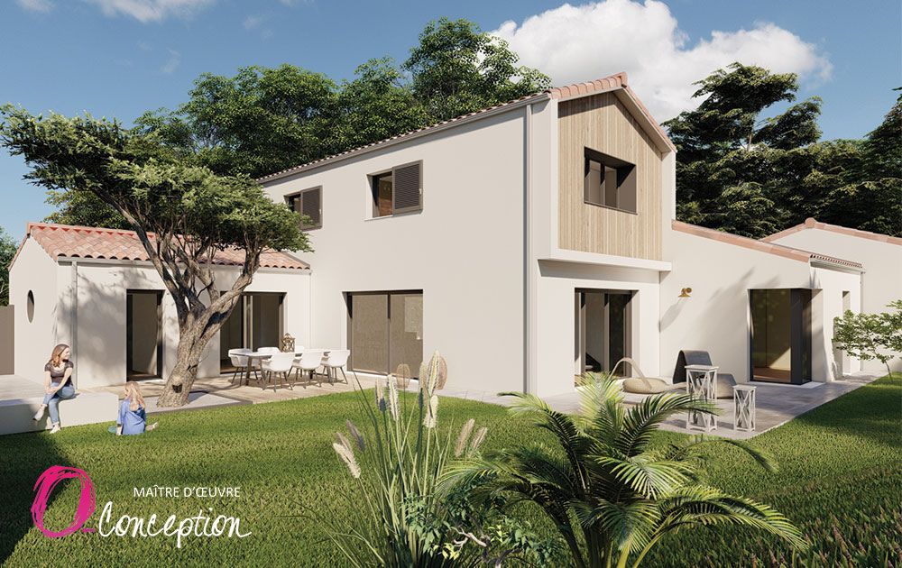 Conception sur mesure d'une maison traditionnelle en bord de mer : étage, habillage bois et volets battants