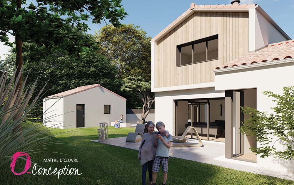 Conception sur mesure d'une maison traditionnelle en bord de mer côté jardin.