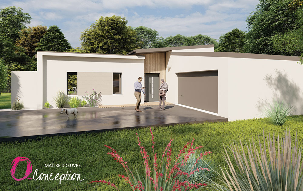 Entrée de maison contemporaine en Vendée avec habillage bois