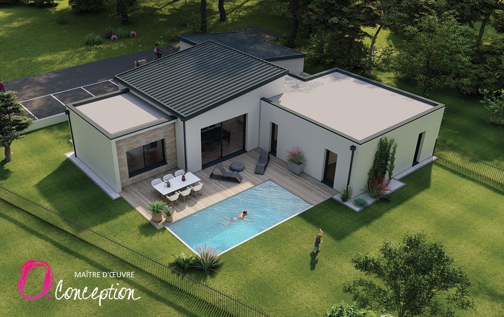 Maison contemporaine toits plats et monopentes MONTAIGU VENDEE