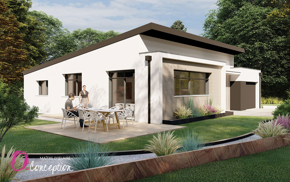 Construction de maison neuve ultra contemporaine : toits plats et monopentes côté jardin