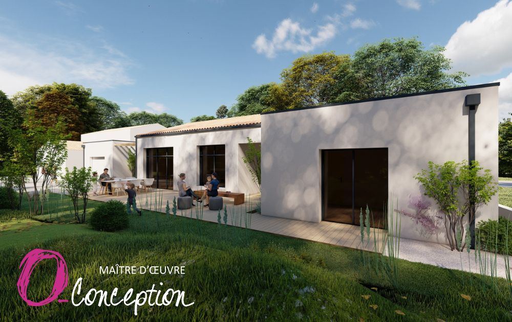 Construction maison neuve avec toits plats et tuiles vendéennes