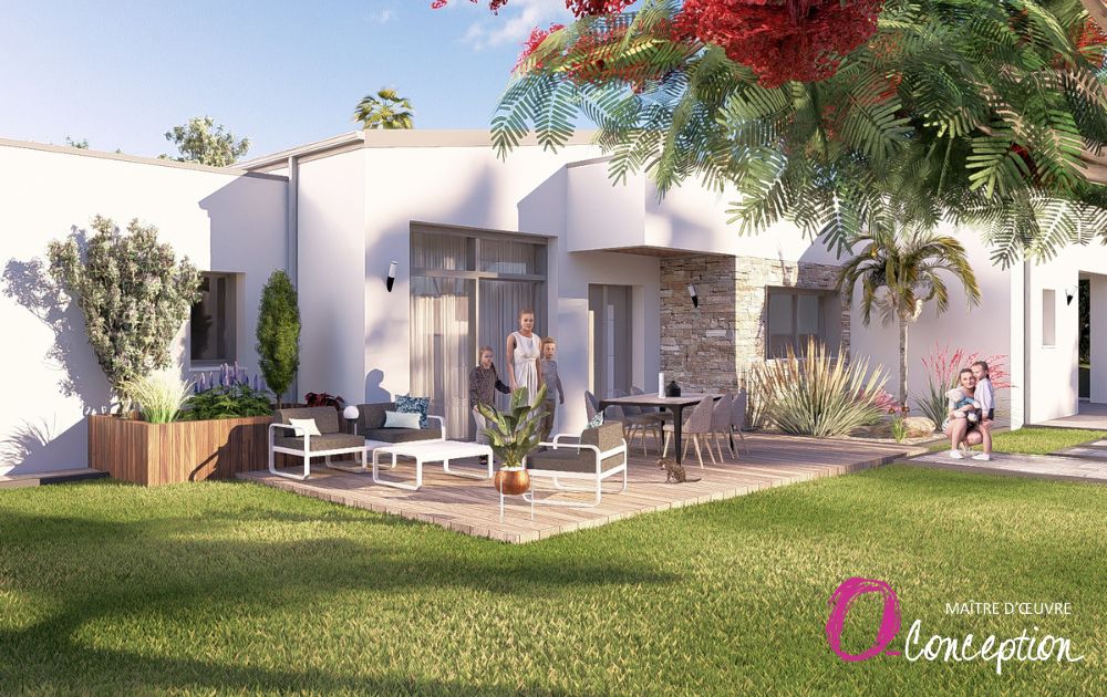 Maison plain pied contemporaine, au toit plat, toiture terrasse et toiture monopente.