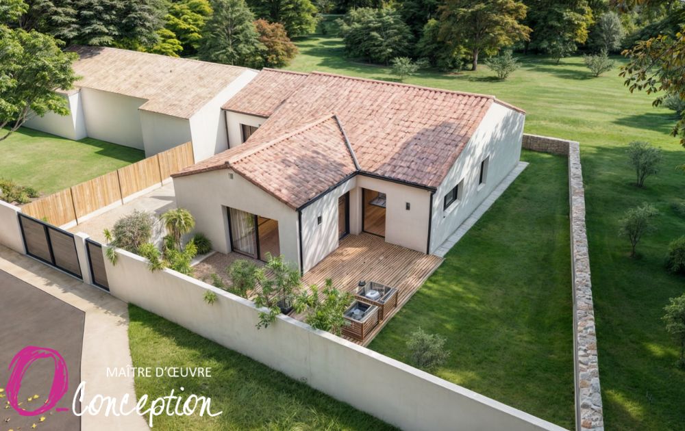 Conception d'une maison de plein pied, toit traditionnel, typiquement vendéen, à la Roche sur Yon